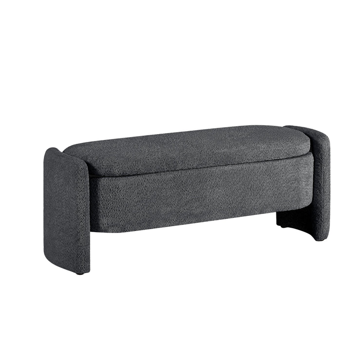 Oval Lamb Fleece Storage Ottoman Bench for Bedrooms