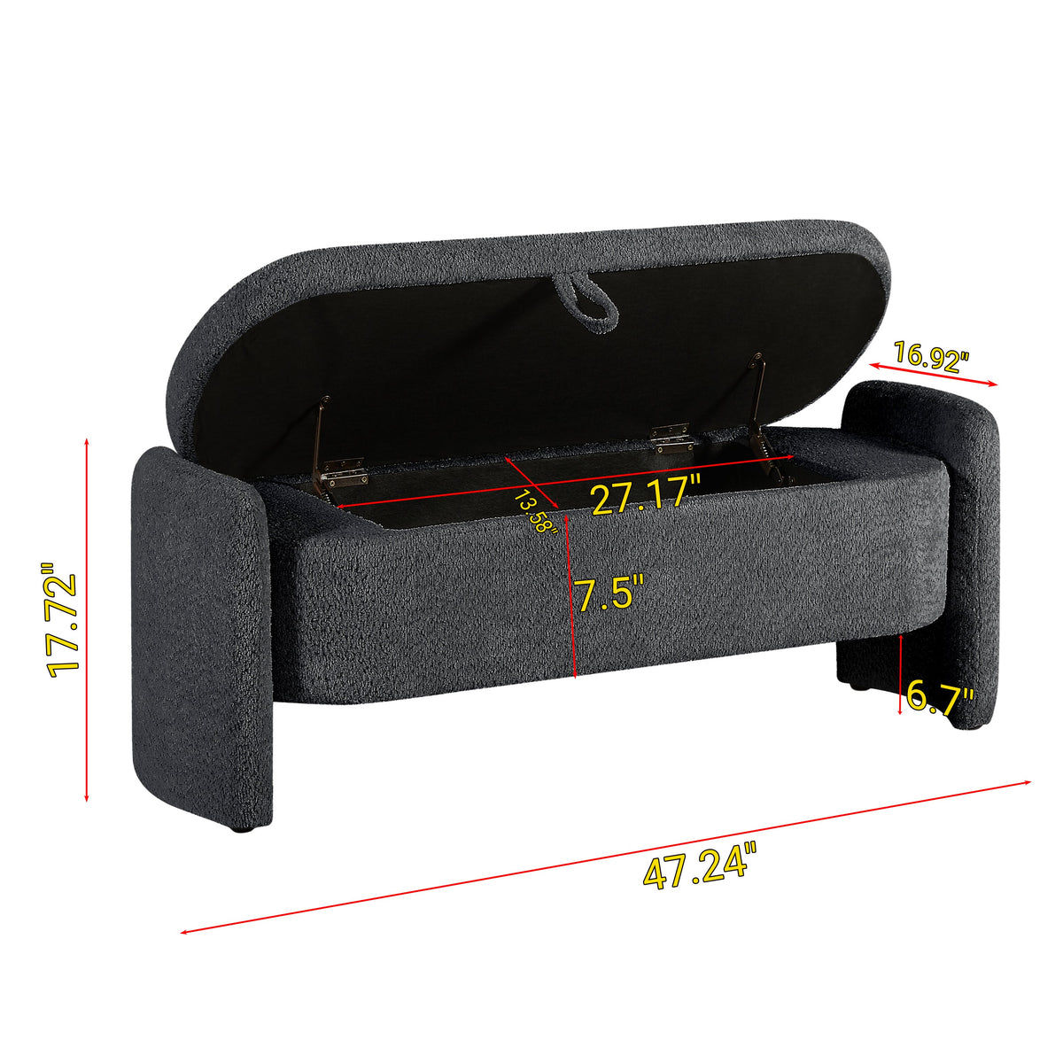 Oval Lamb Fleece Storage Ottoman Bench for Bedrooms