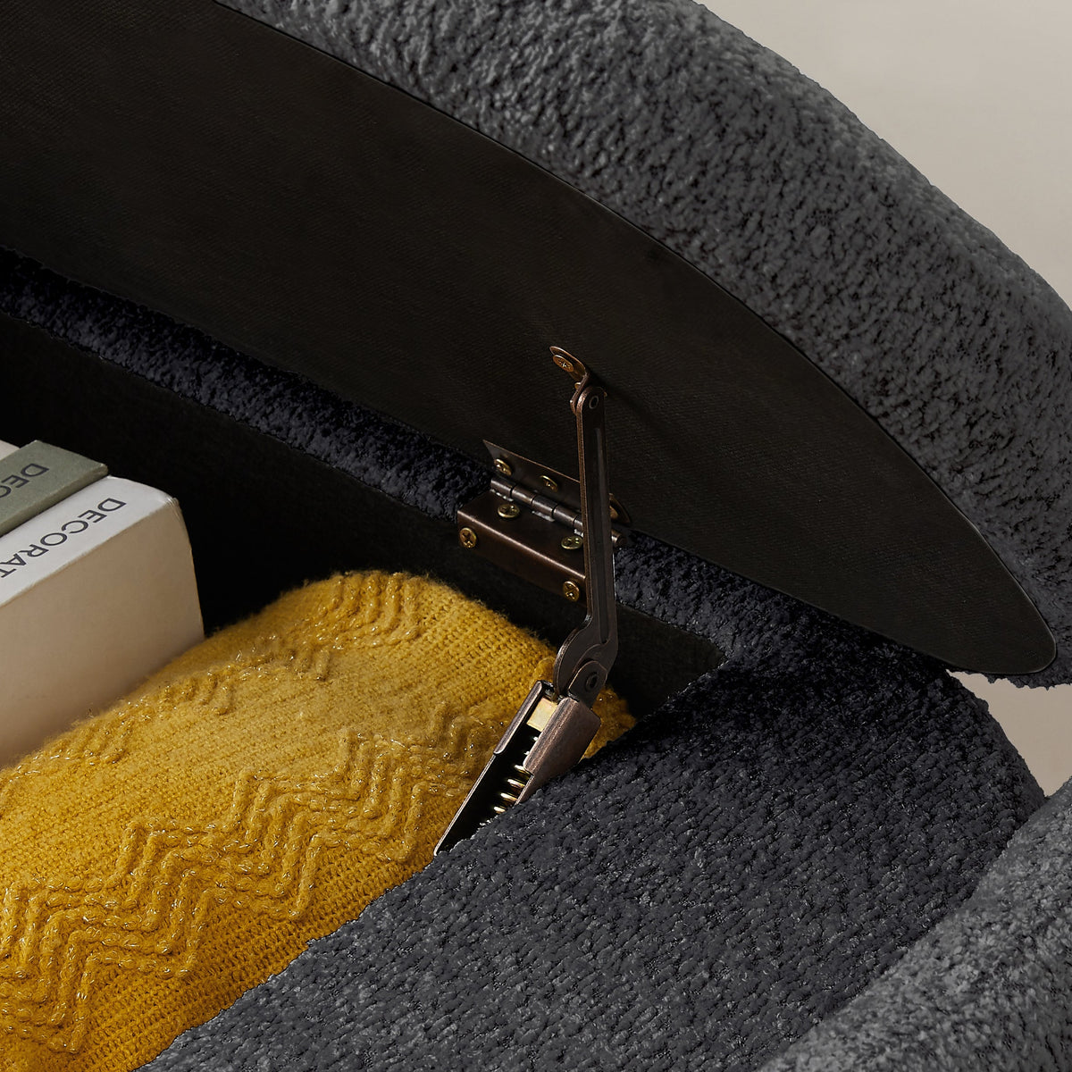 Oval Lamb Fleece Storage Ottoman Bench for Bedrooms