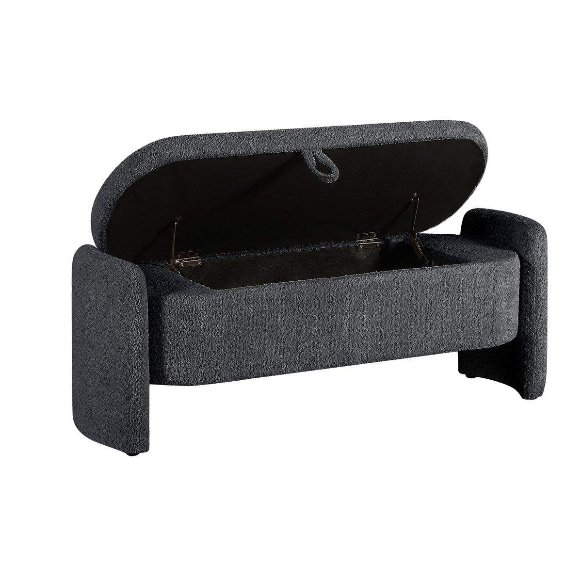 Oval Lamb Fleece Storage Ottoman Bench for Bedrooms