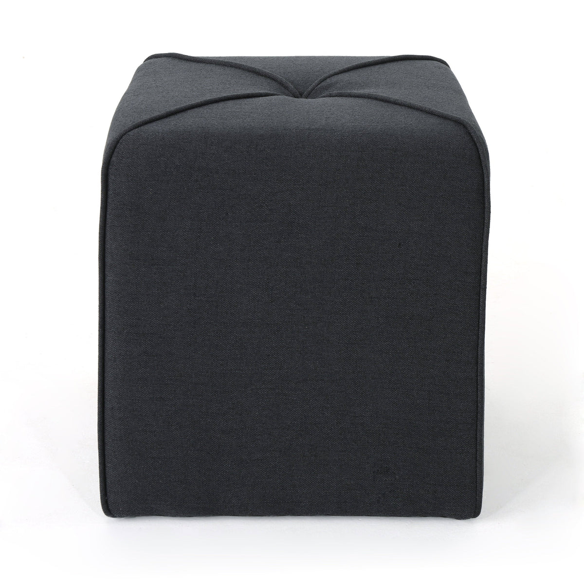 Square Upholstered Ottoman, Charcoal Tufted Footstool