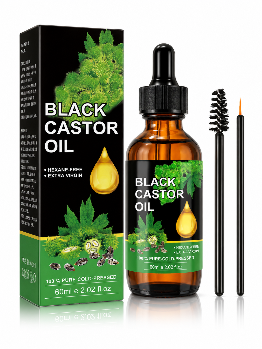 Black Castor Oil for Hair Growth, Lashes & Brows — 60ml