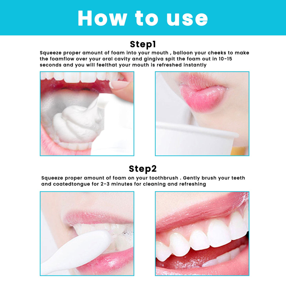 Teeth Whitening Mousse for Stains and Fresh Breath Care