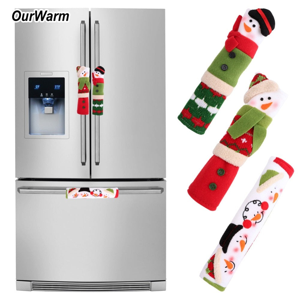 Christmas Fridge Handle Covers, Snowman Kitchen Set
