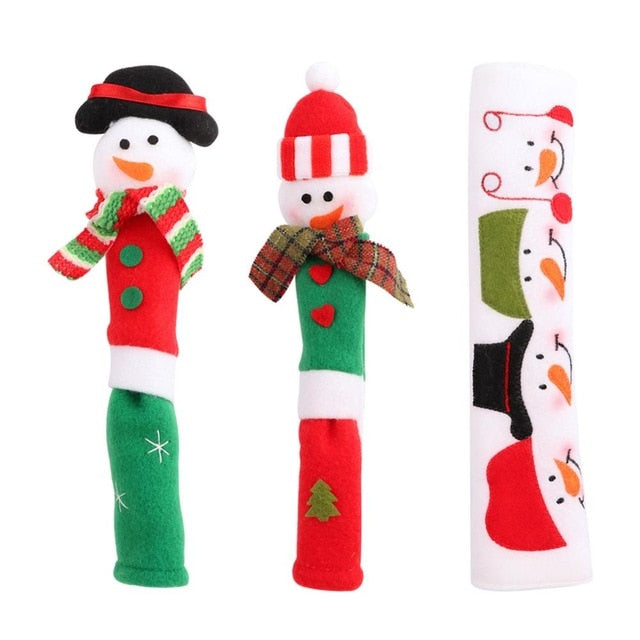 Christmas Fridge Handle Covers, Snowman Kitchen Set