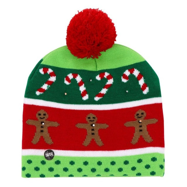 LED Christmas Knit Beanie Hat for Festive Winter Style