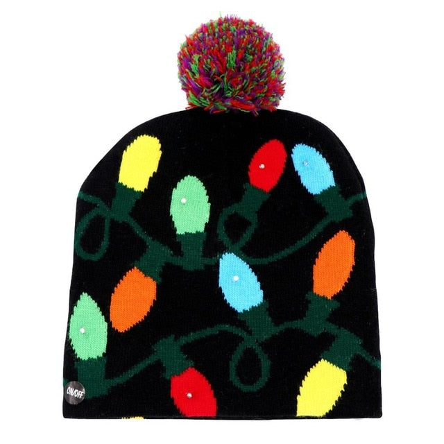 LED Christmas Knit Beanie Hat for Festive Winter Style