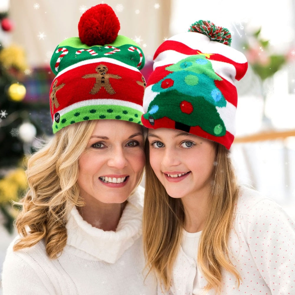 LED Christmas Knit Beanie Hat for Festive Winter Style