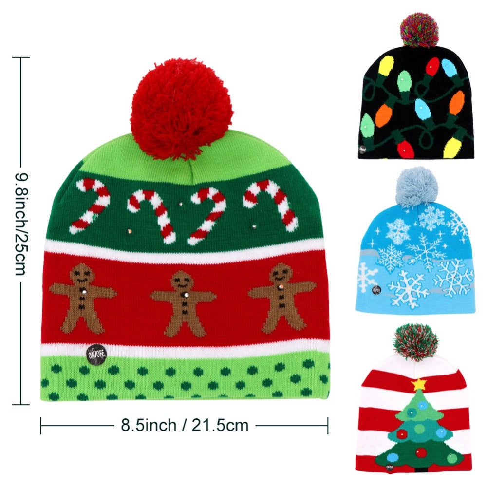 LED Christmas Knit Beanie Hat for Festive Winter Style