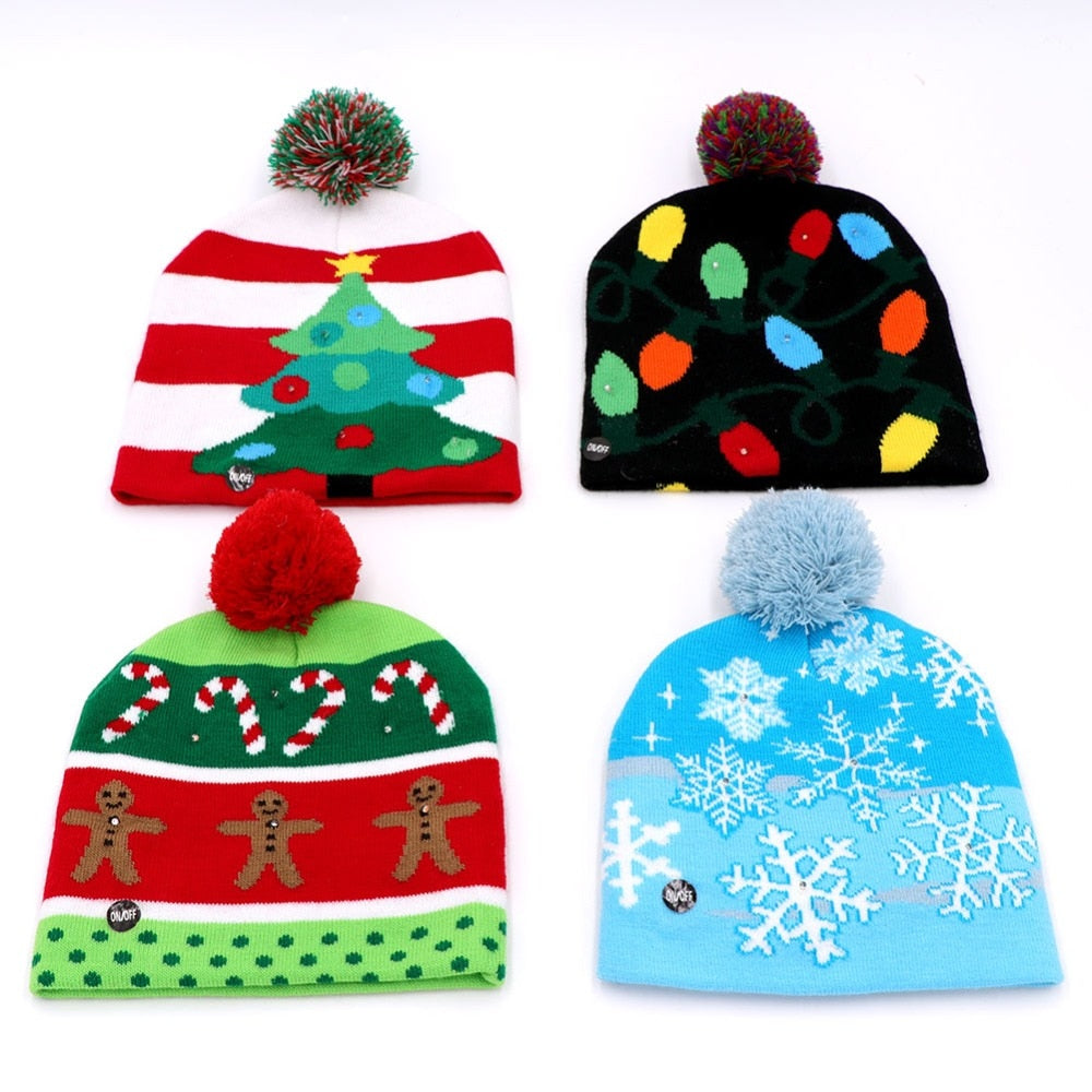 LED Christmas Knit Beanie Hat for Festive Winter Style