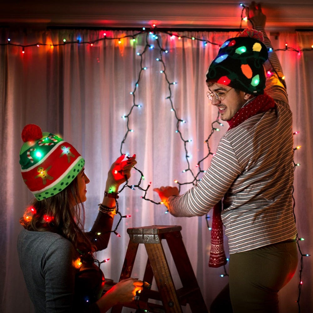 LED Christmas Knit Beanie Hat for Festive Winter Style