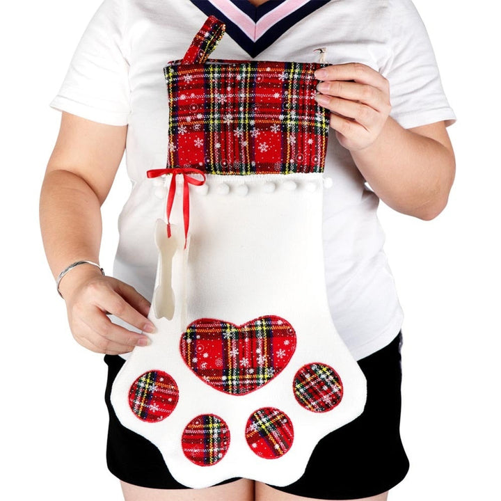 Paw-Shaped Christmas Stocking for Pet Holiday Gifts