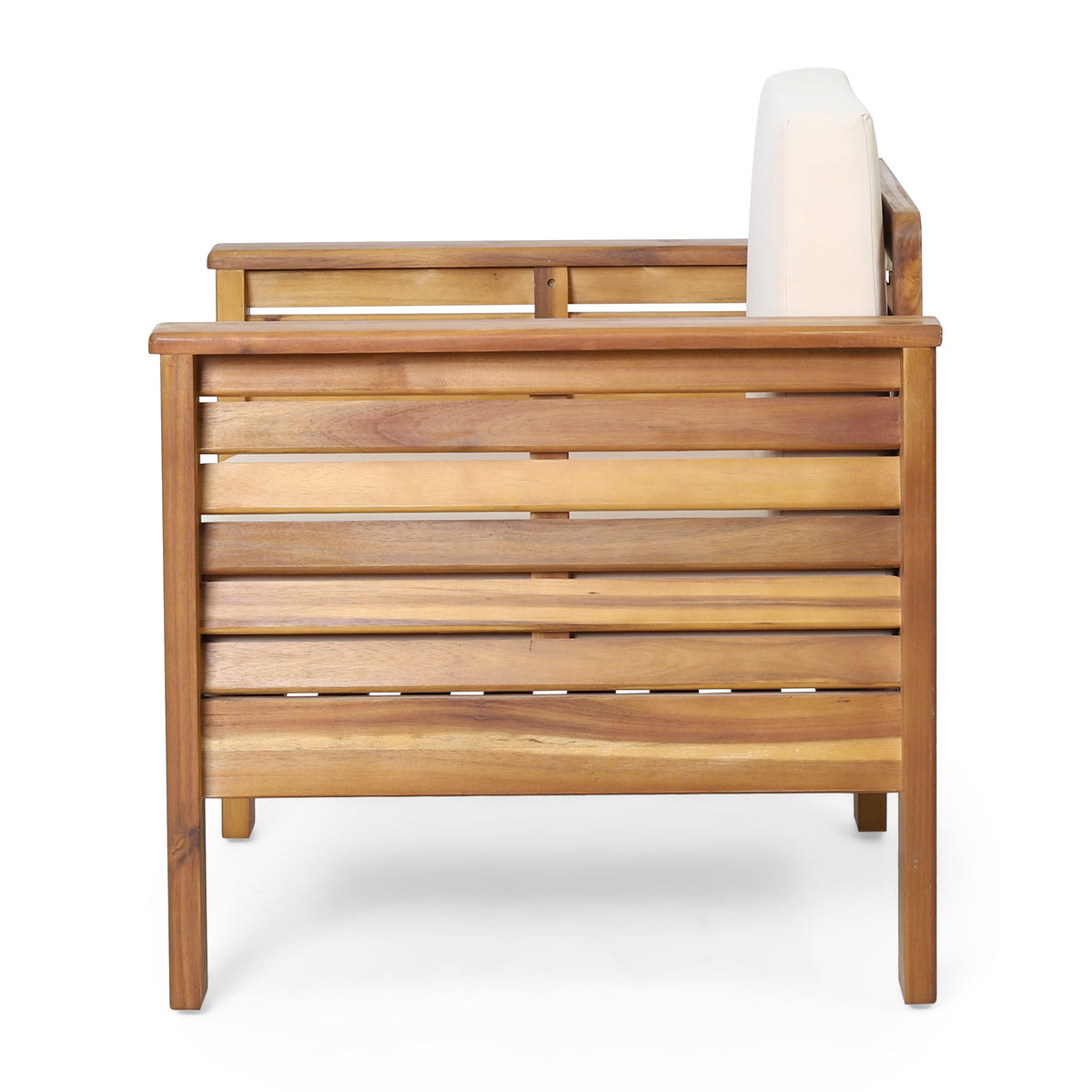 Solid Acacia Wood Outdoor Club Chair with Cushions
