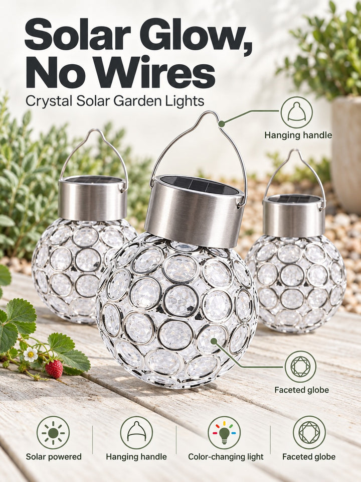 Outdoor Crystal Solar Garden Lights for Trees and Patios