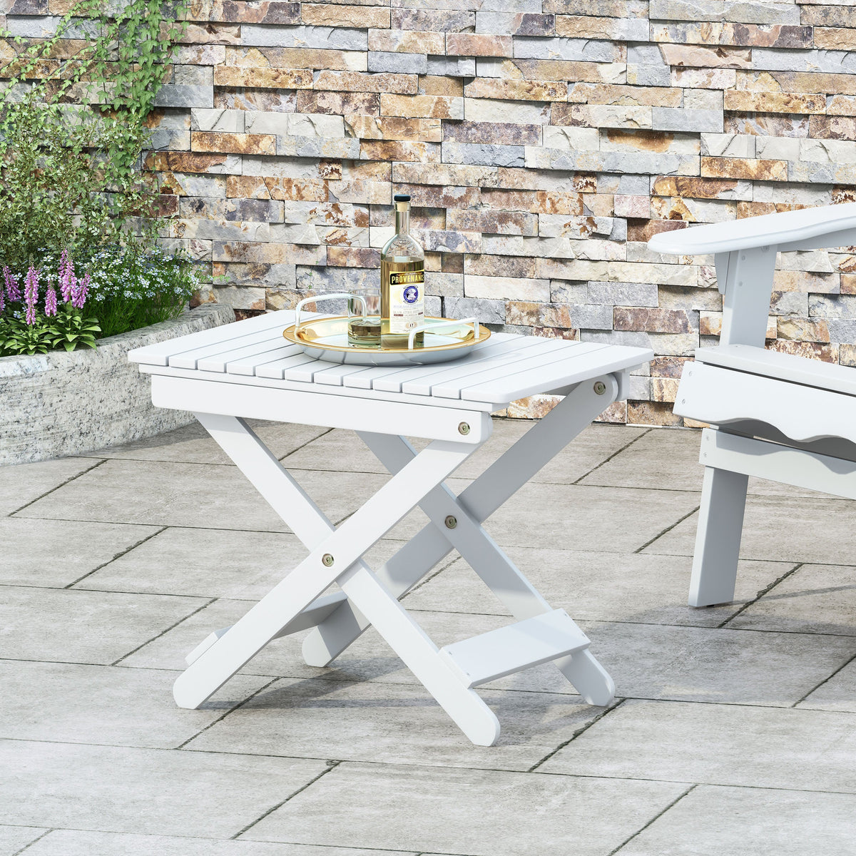 Folding Outdoor Wooden Side Table for Patio and Lawn