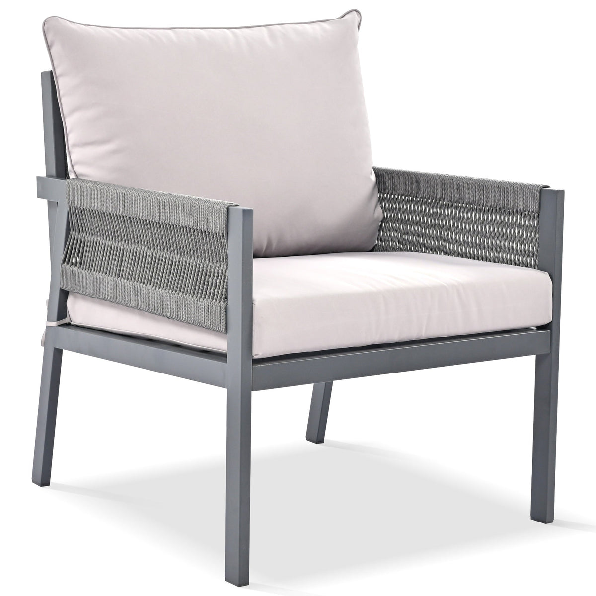 Outdoor Furniture Set with Glass Table & Thick Cushions