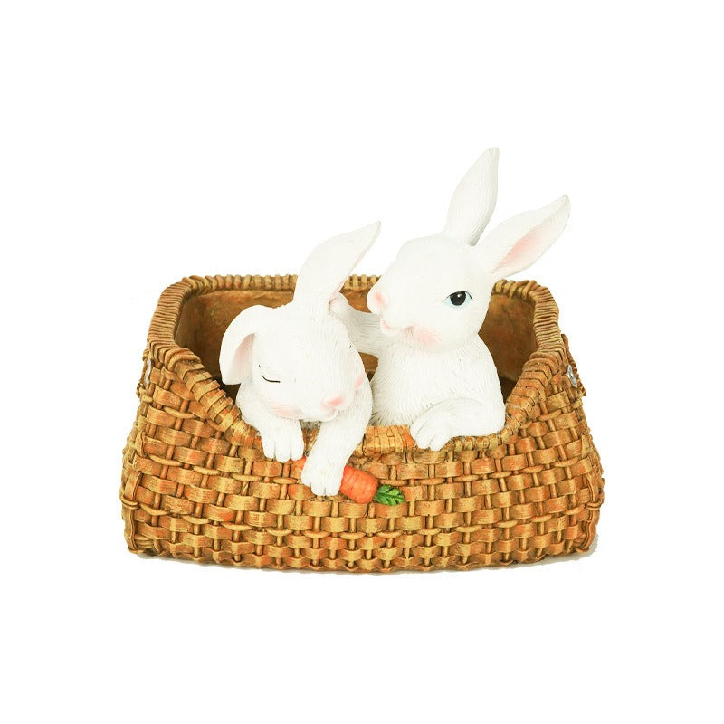 Rabbit Woven Flower Pot Planter for Whimsical Displays