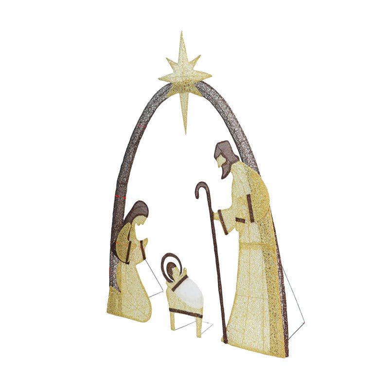 Outdoor Nativity Scene with Copper Wire Christmas Lights
