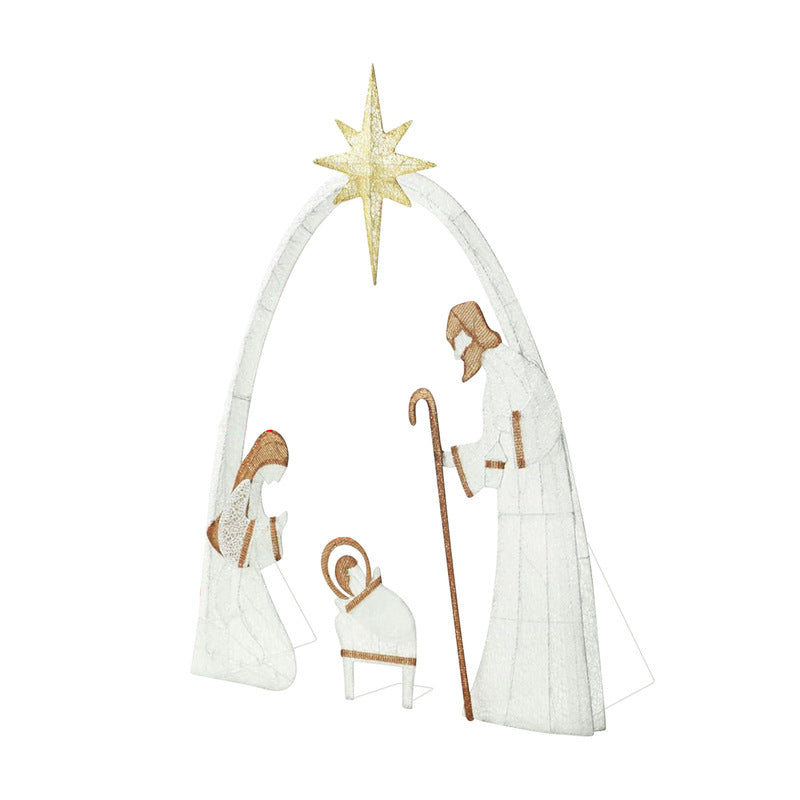 Outdoor Nativity Scene with Copper Wire Christmas Lights