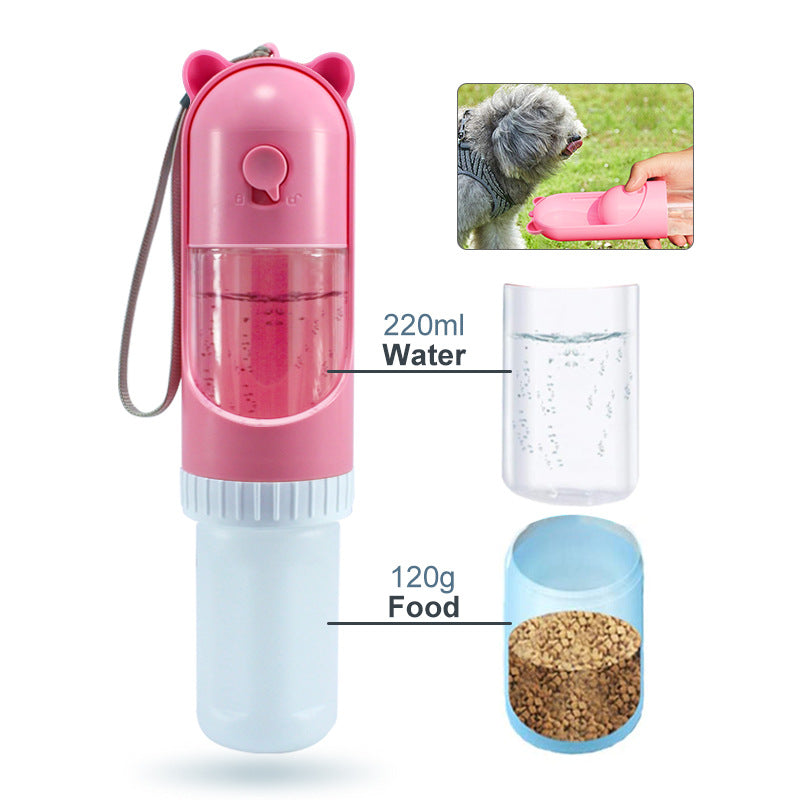 Portable Dog Water Bottle & Food Travel Cup Dispenser