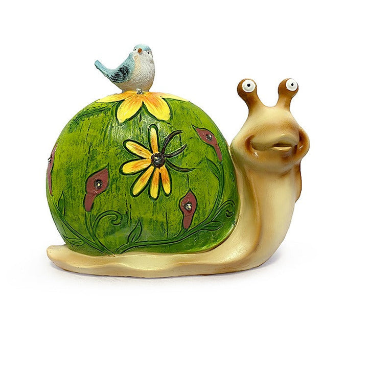 Solar Outdoor Garden Snail Decor with Glowing Flowers