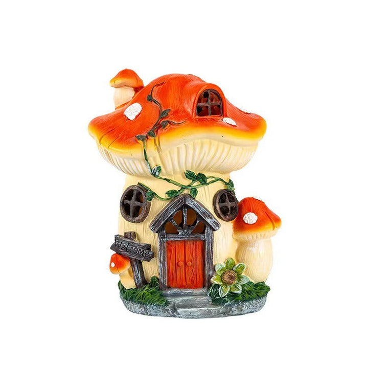 Solar Mushroom House Garden Decor with Glowing Windows