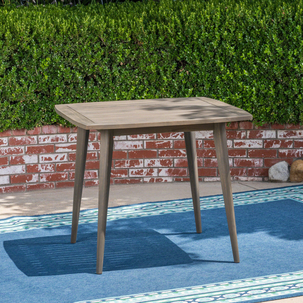 Weathered Gray Acacia Outdoor Side Table for Patios