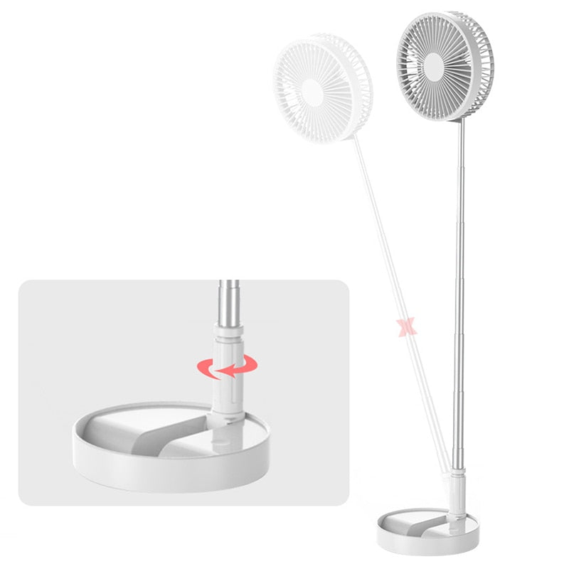 Telescopic Folding Table Fan: USB Rechargeable & Portable