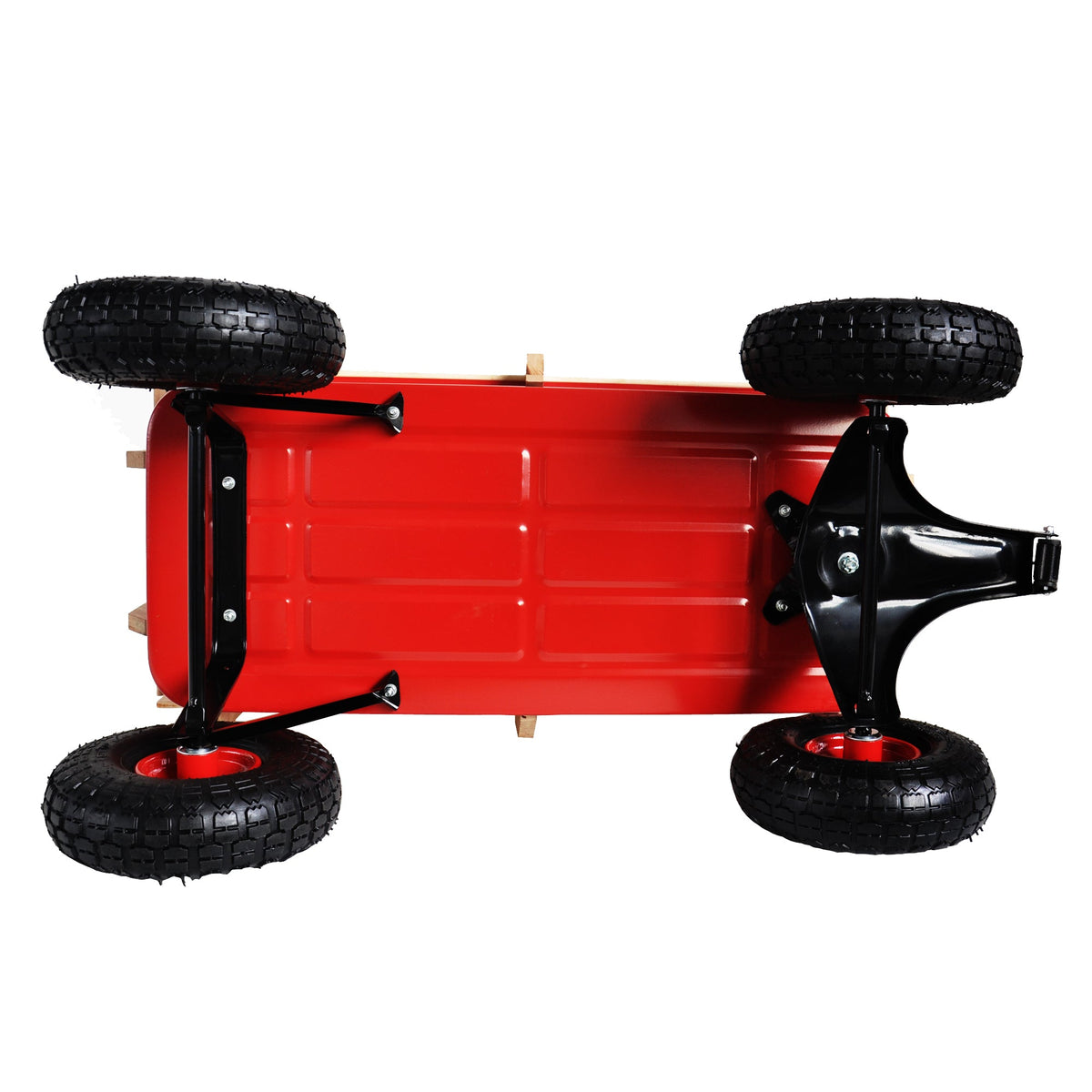 Outdoor Utility Wagon with Large Air Tires & Wood Rails