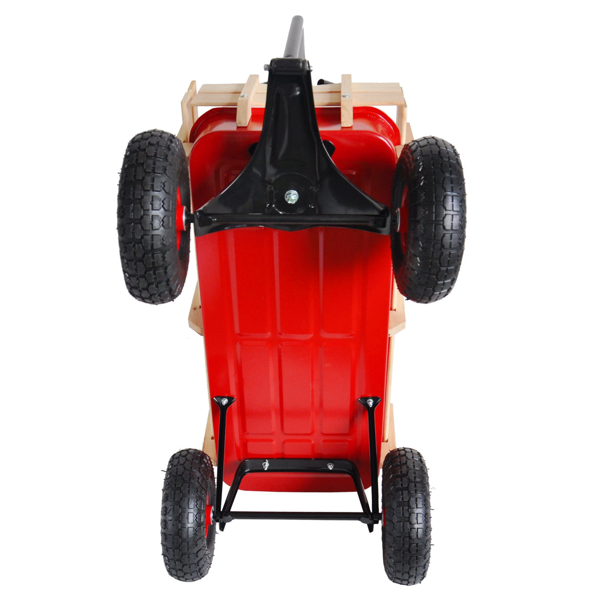 Outdoor Utility Wagon with Large Air Tires & Wood Rails