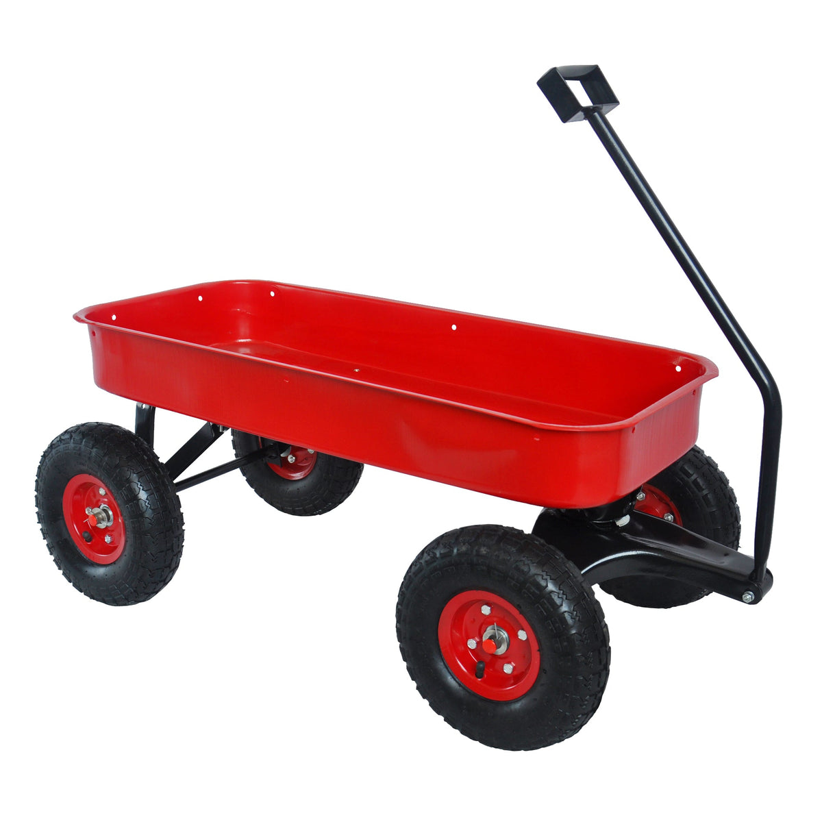 Outdoor Utility Wagon with Large Air Tires & Wood Rails