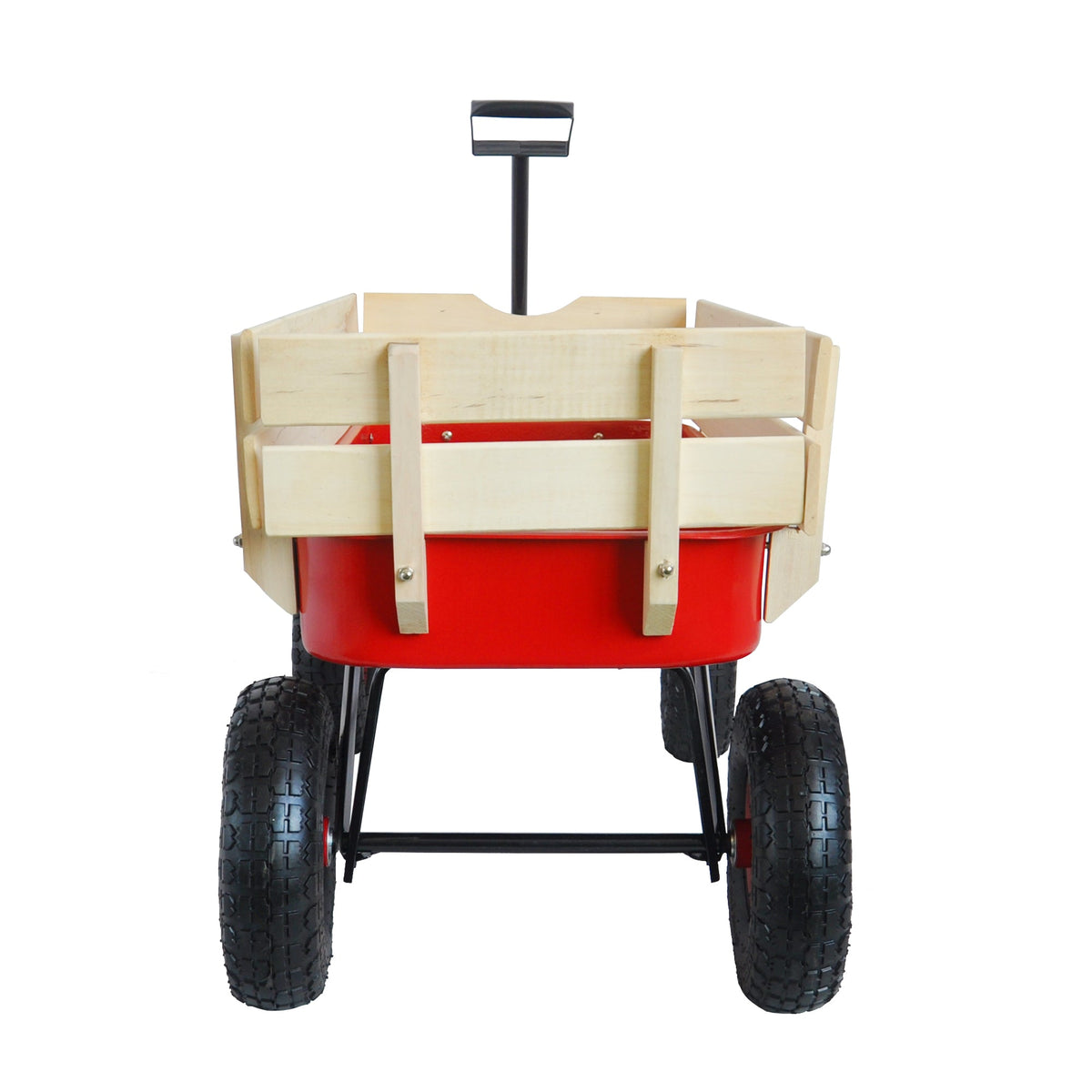 Outdoor Utility Wagon with Large Air Tires & Wood Rails