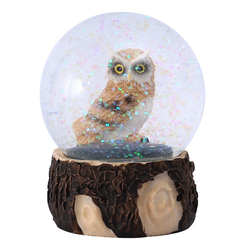 Owl Crystal Ball Decoration for Whimsical Shelves
