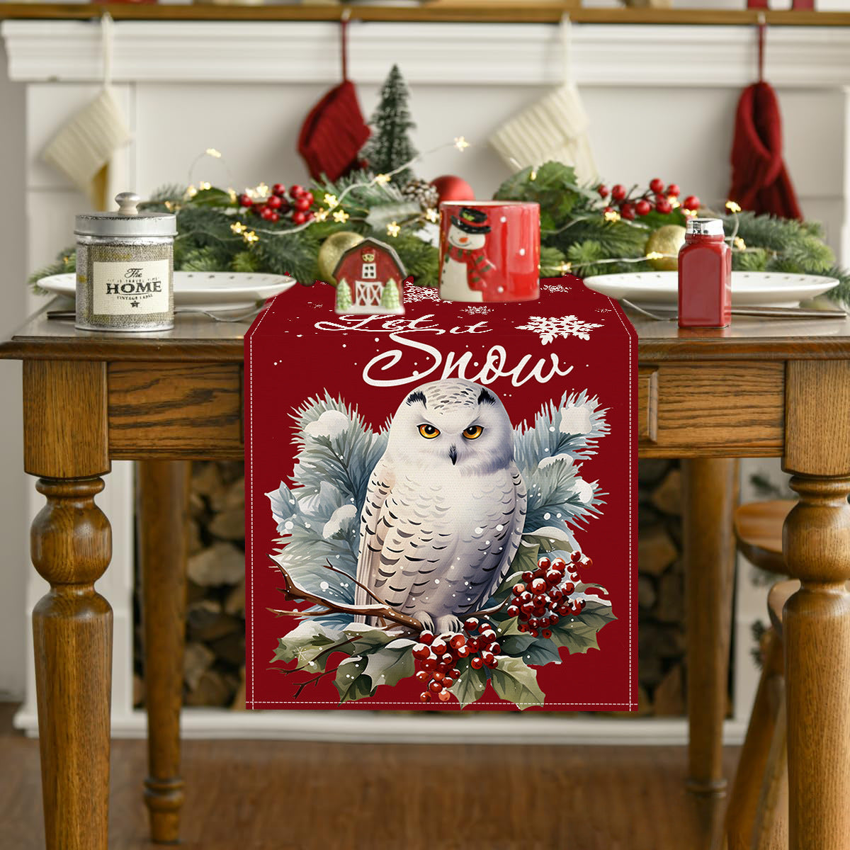 Owl Christmas Table Runner For A Festive Dining Table