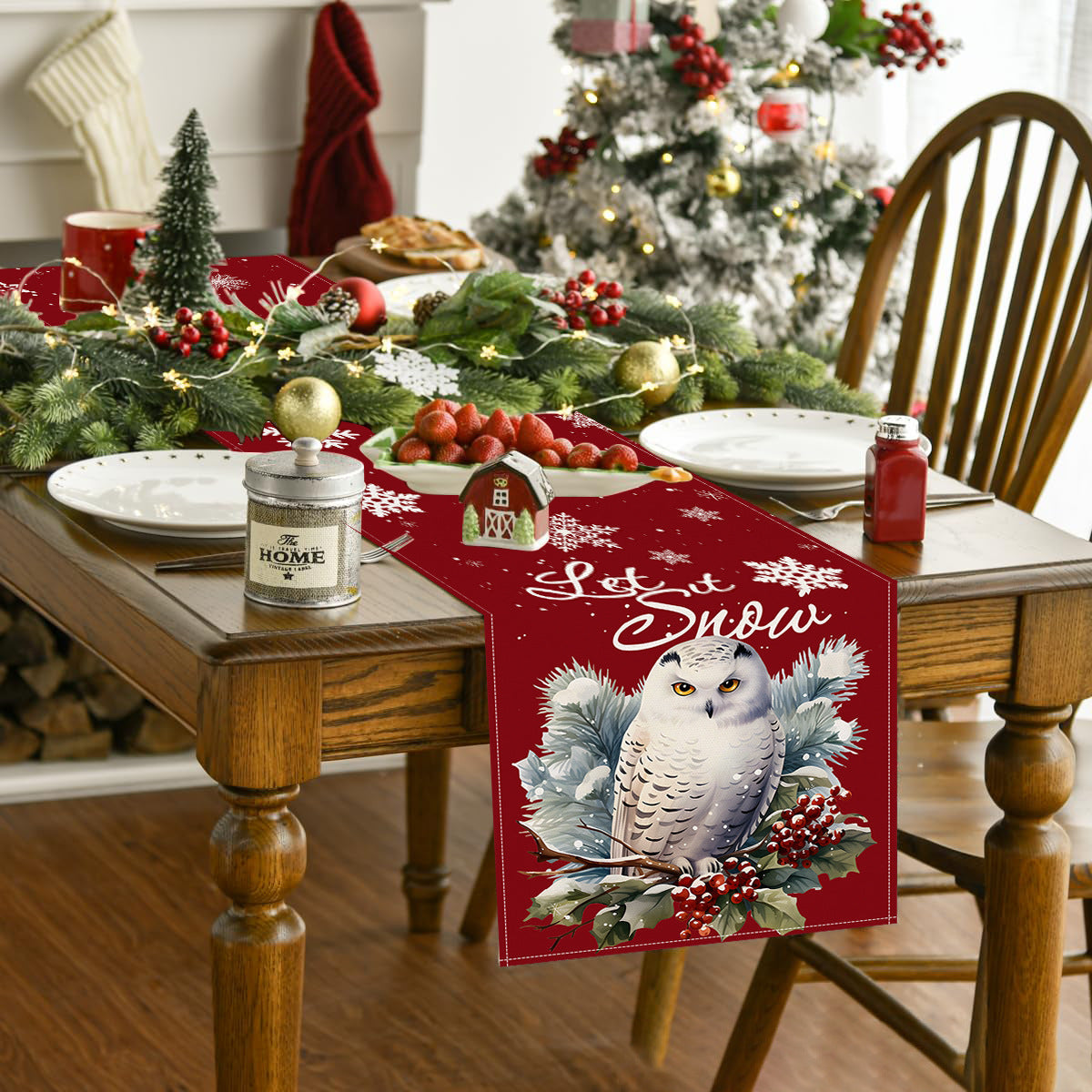 Owl Christmas Table Runner For A Festive Dining Table