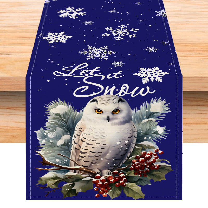 Owl Christmas Table Runner For A Festive Dining Table