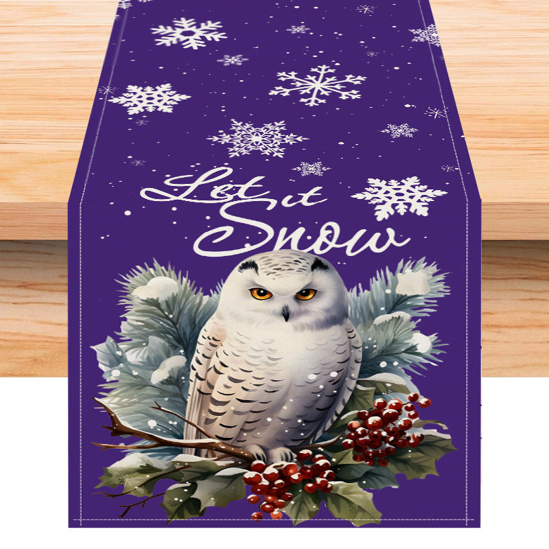 Owl Christmas Table Runner For A Festive Dining Table