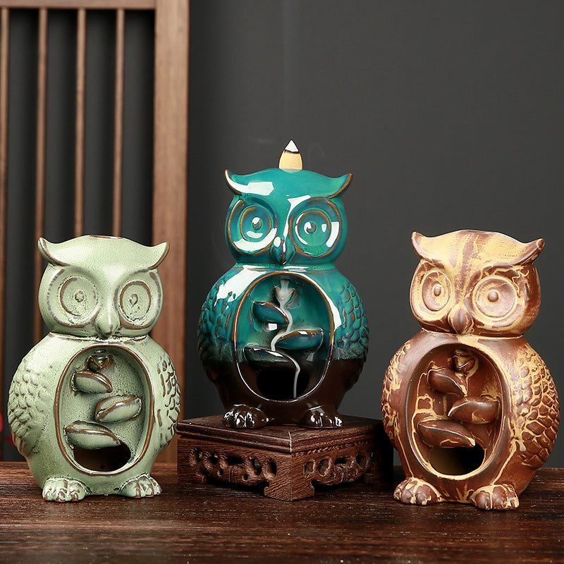 Owl Backflow Incense Burner for Cascading Smoke Decor