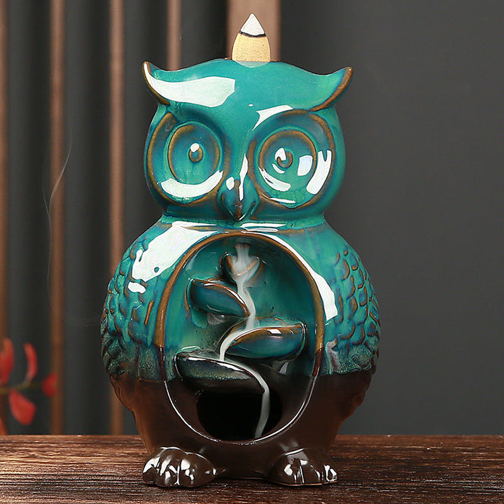 Owl Backflow Incense Burner for Cascading Smoke Decor