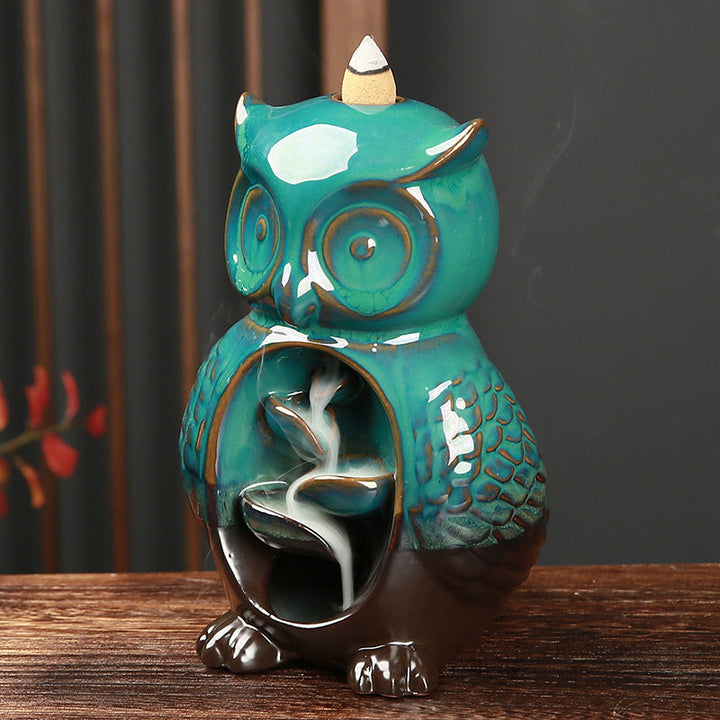 Owl Backflow Incense Burner for Cascading Smoke Decor
