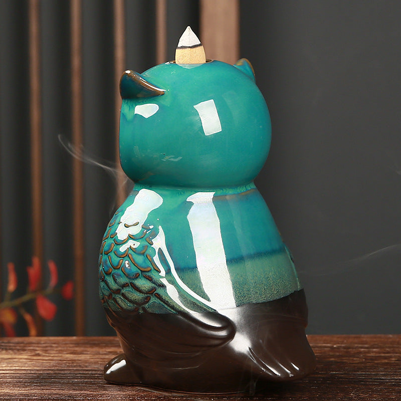 Owl Backflow Incense Burner for Cascading Smoke Decor