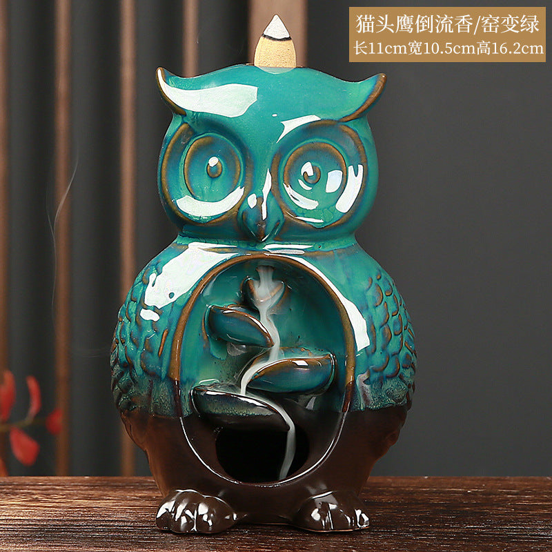 Owl Backflow Incense Burner for Cascading Smoke Decor