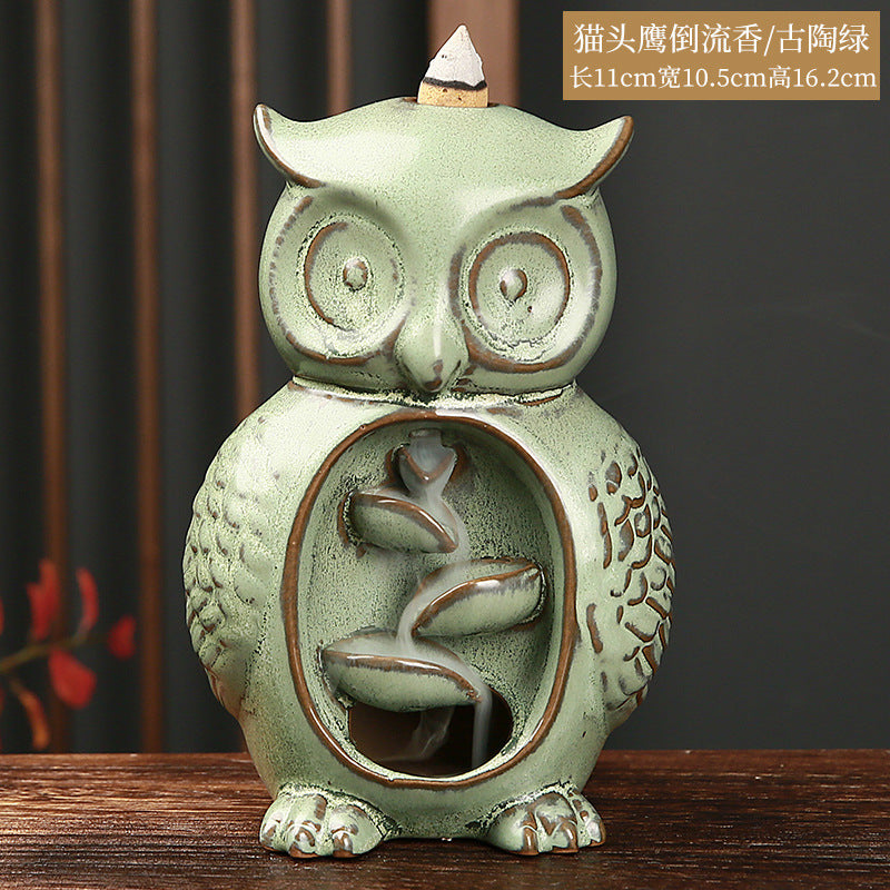 Owl Backflow Incense Burner for Cascading Smoke Decor
