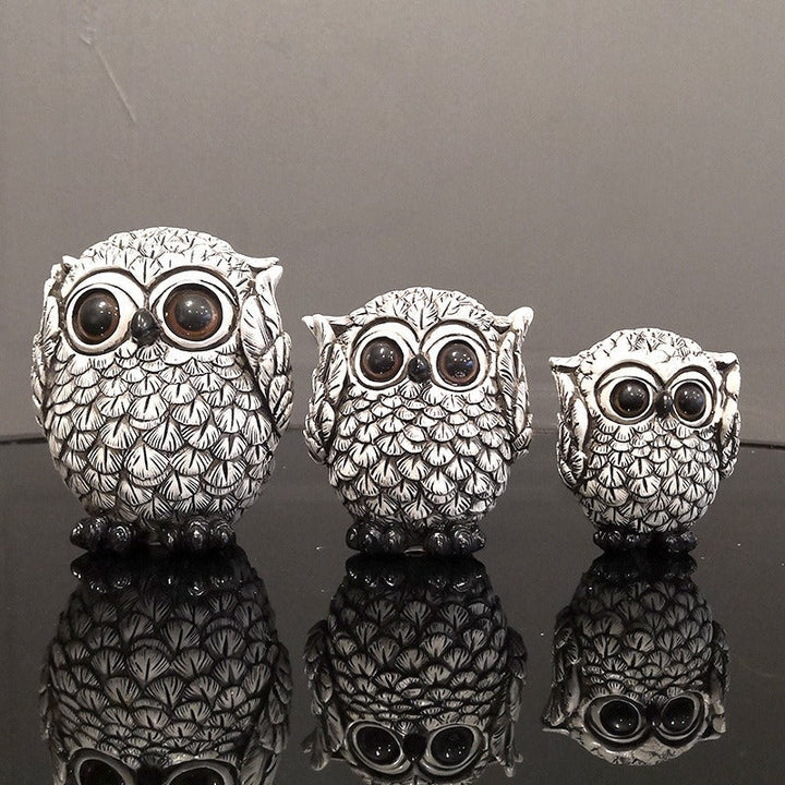 Owl Ornament Set of 3 for Whimsical Shelf Styling