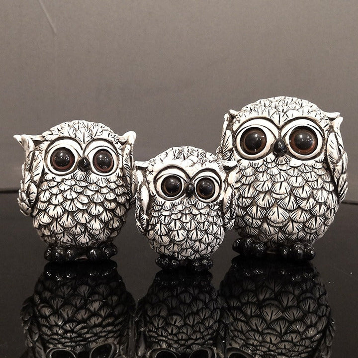 Owl Ornament Set of 3 for Whimsical Shelf Styling