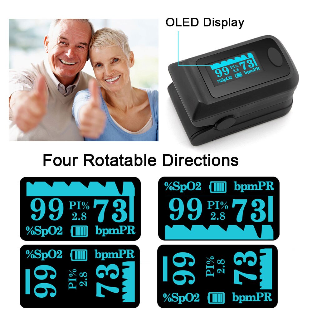 Fingertip Pulse Oximeter with SpO2 & Pulse Display