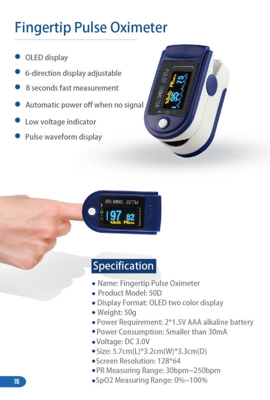 Fingertip Pulse Oximeter with OLED Display and SpO2