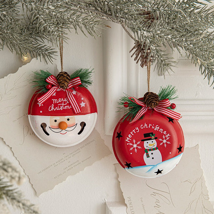Christmas Bell Ornaments, Painted Iron Tree Decor Set