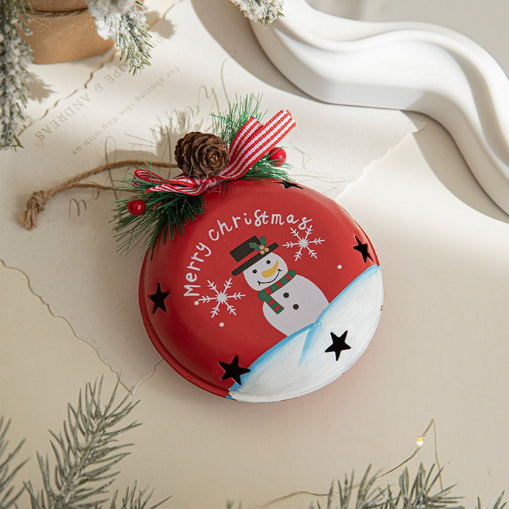 Christmas Bell Ornaments, Painted Iron Tree Decor Set