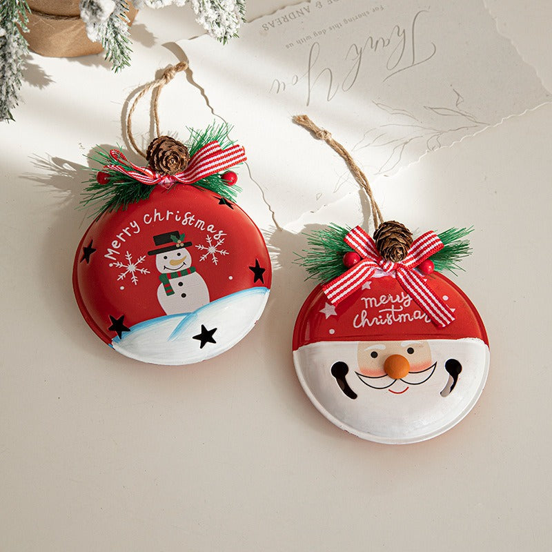 Christmas Bell Ornaments, Painted Iron Tree Decor Set